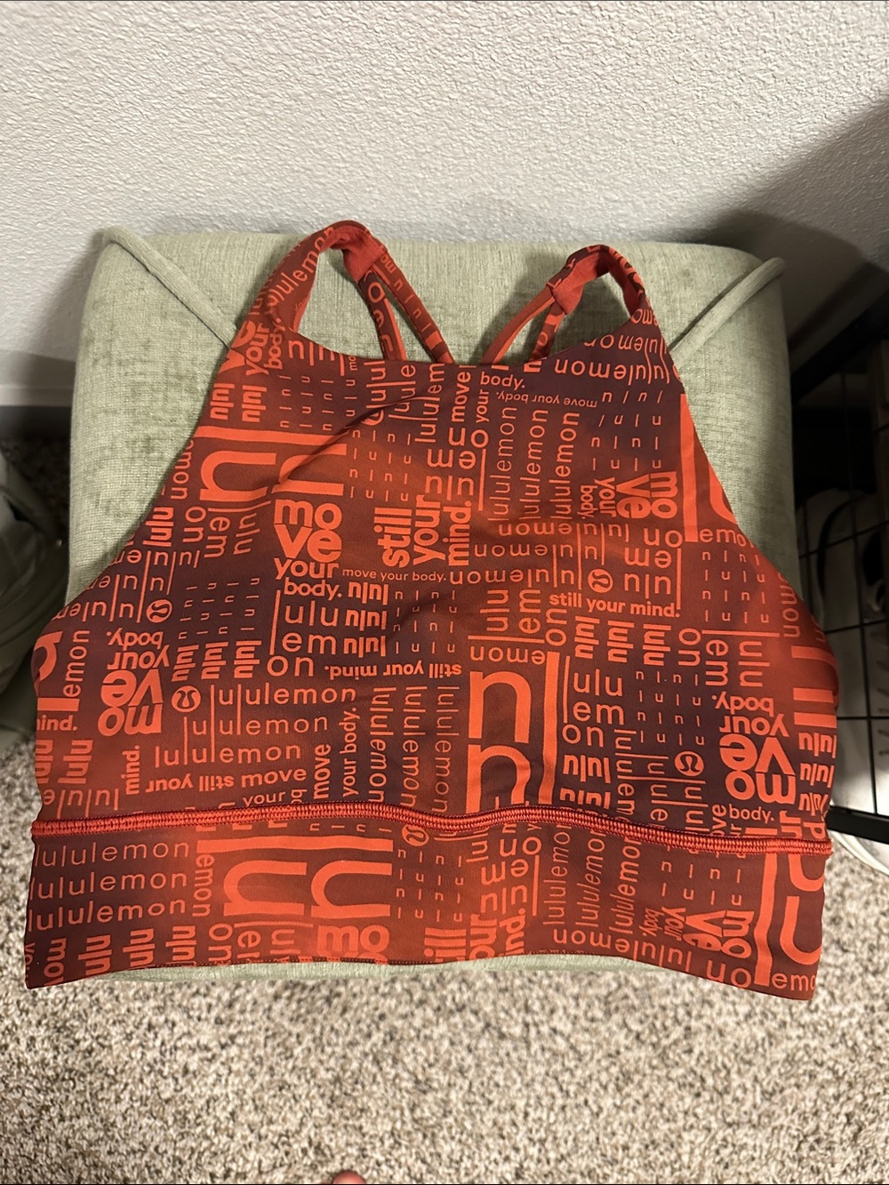 lululemon red & orange printed racerback sports bra